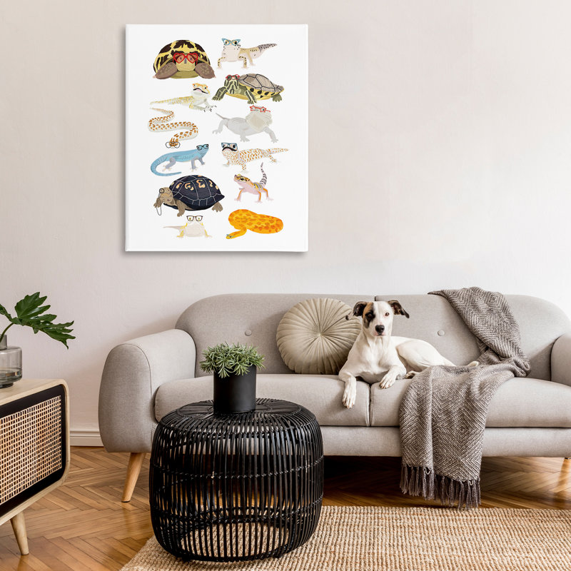Hipster Glasses Reptiles, art mural sur toile par Hanna Melin, H 48 po x l 36 po