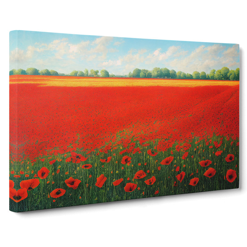 Unbeatable Poppies Flowers - Wrapped Canvas, 50cm H x 76cm W x 3cm D