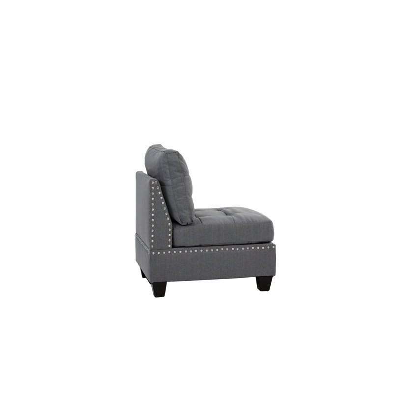 Chaise modulaire grise 3 pièces avec tissu respirant et structure en bois robuste