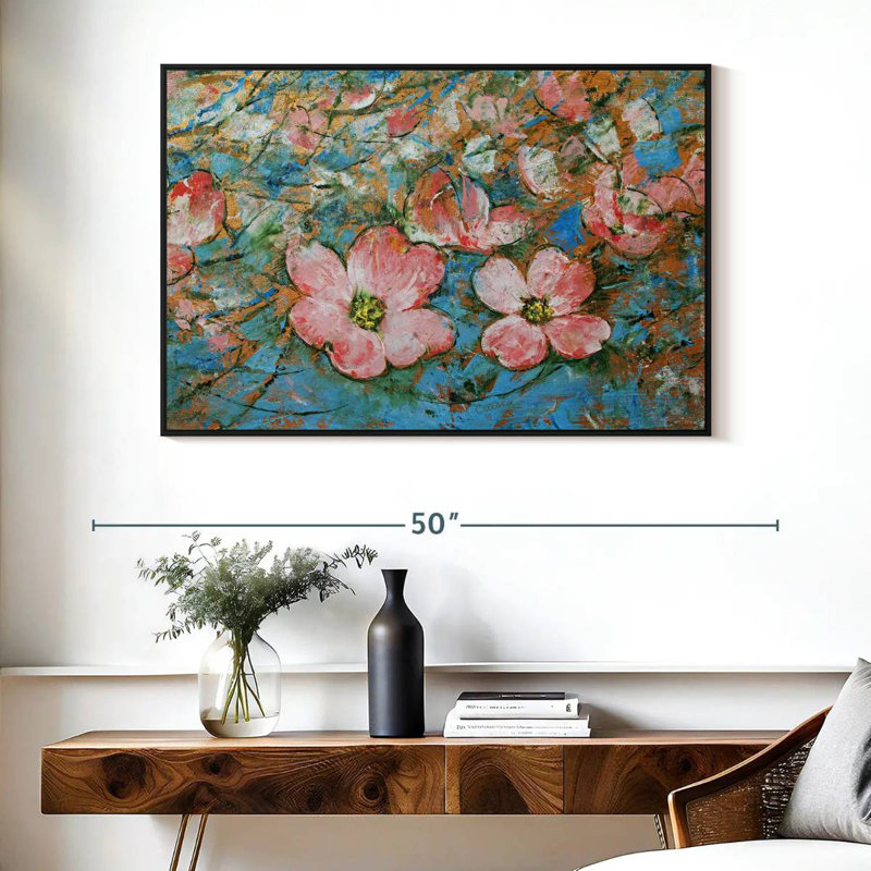 Dogwood Flowers, Floating Frame Black, 40" X 27"