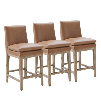 Tabourets de comptoir en cuir véritable Bethea