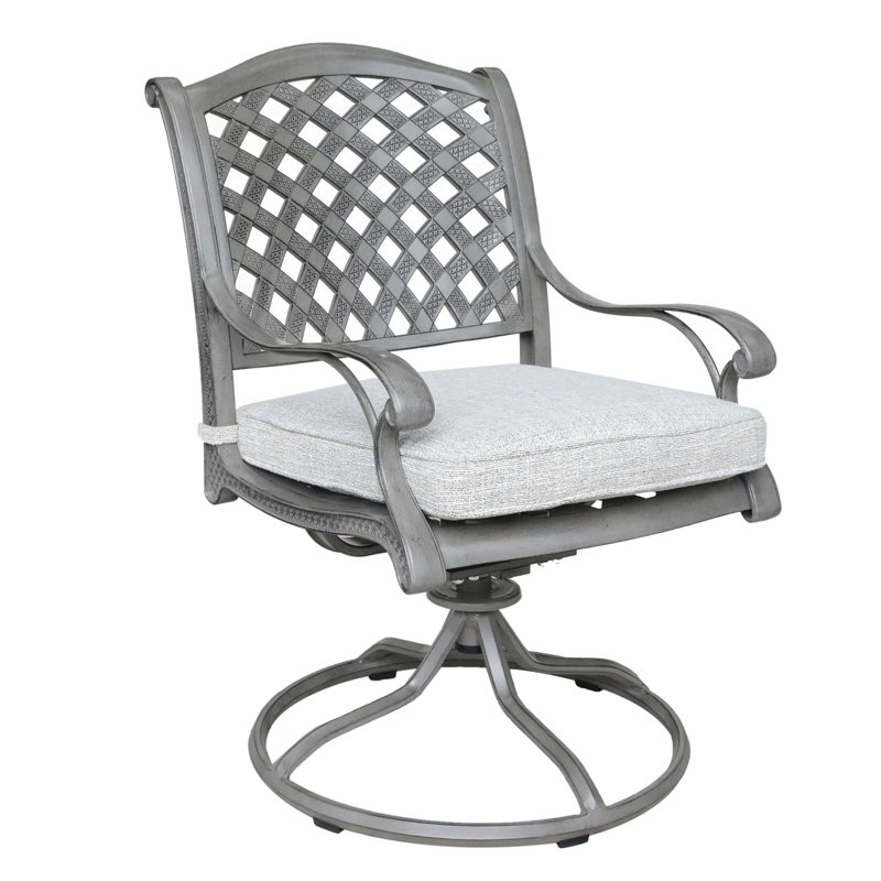 Chaise de patio pivotante avec coussins Annecorinne, Gaze d'or