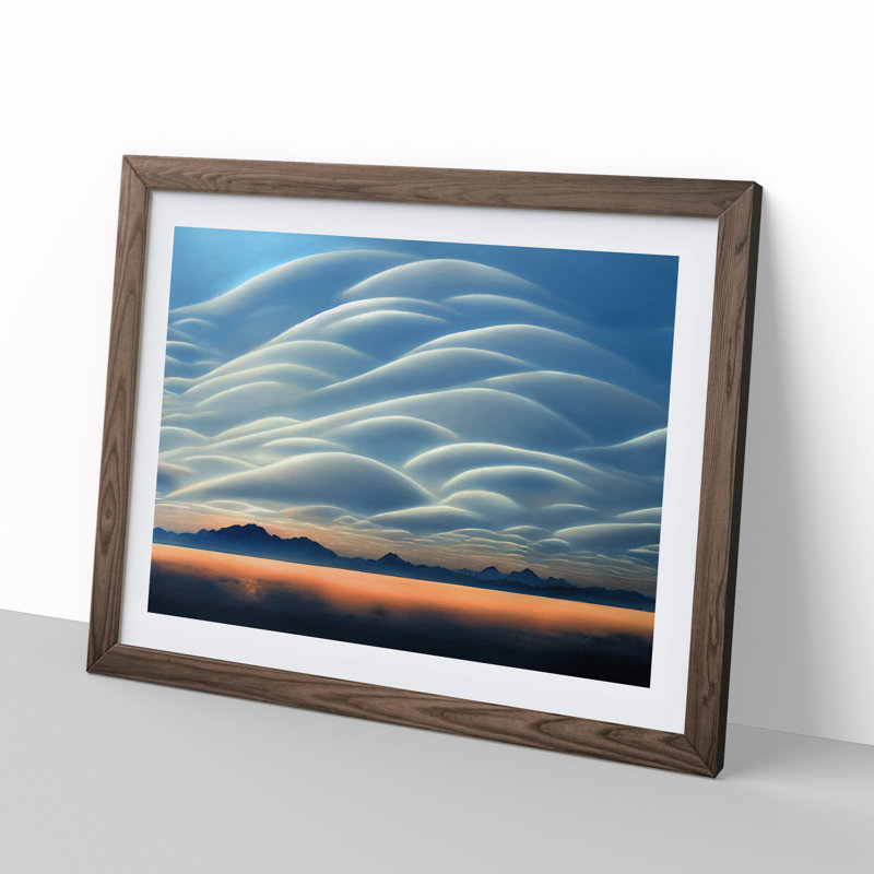 Ravishing Clouds - Single Picture Frame Painting, 25cm H x 34cm W x 2cm D, Walnut Framed