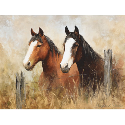 «Two Horses at the Fence», art mural sur toile tendue