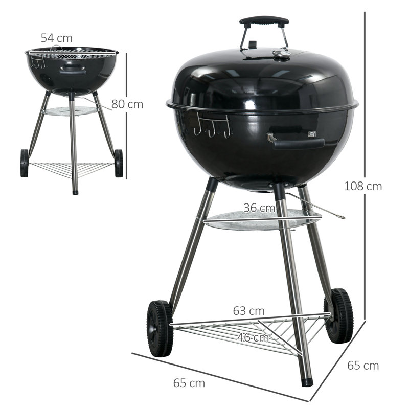 Aishah Charcoal BBQ Grill Portable Kettle BBQ Smoker with Cover