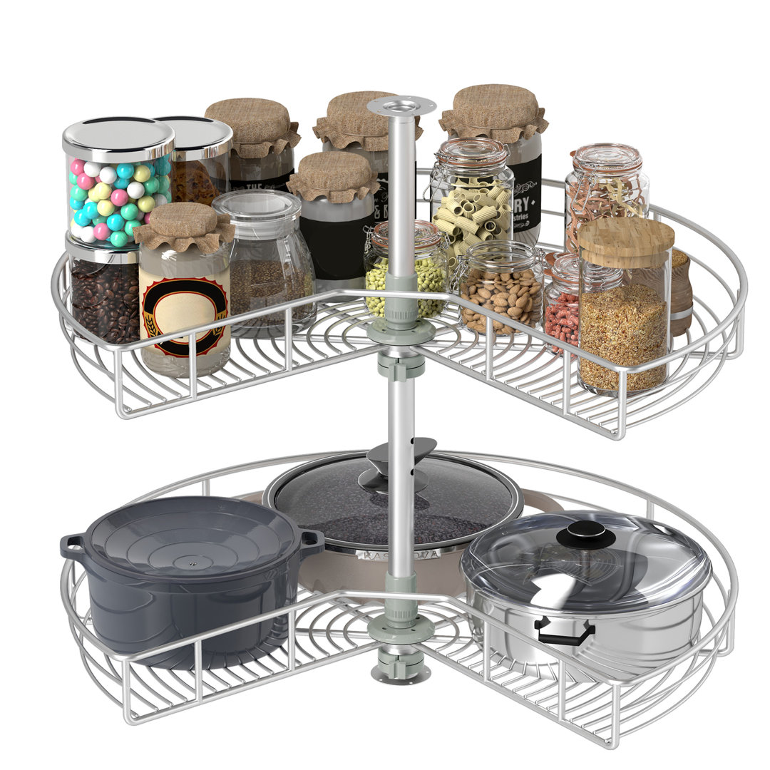 Lazy Susan Corner Organizer with Rotating Shelves Rebrilliant 