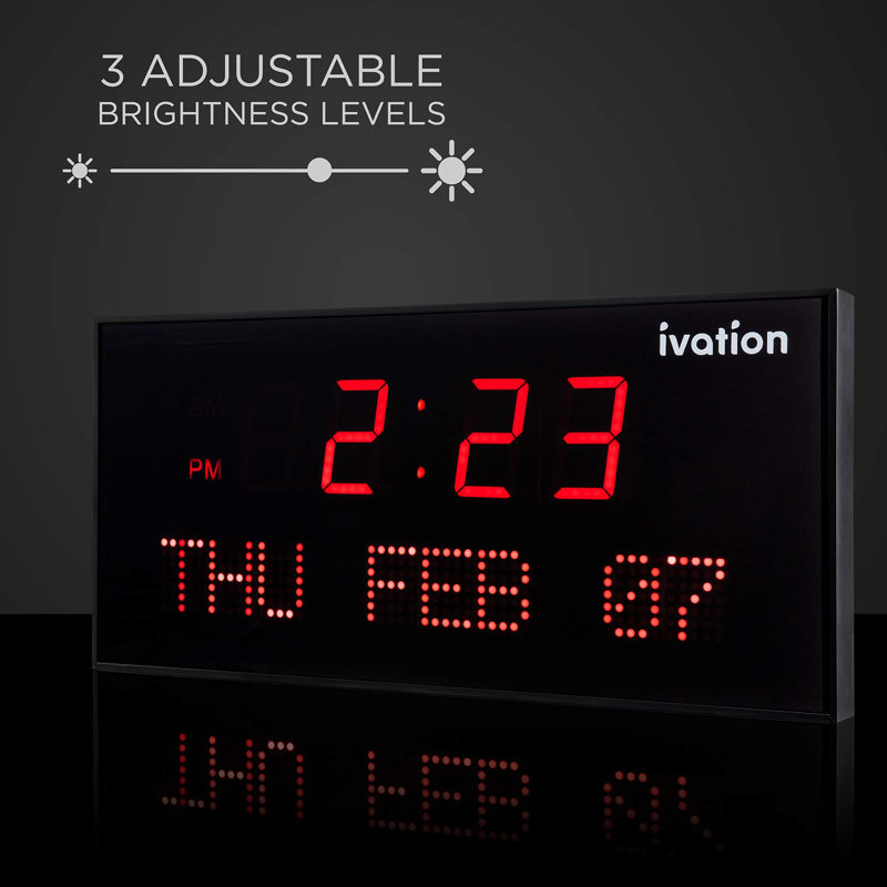 Ivation 24-Inch Red LED Oversized Digital Wall Clock