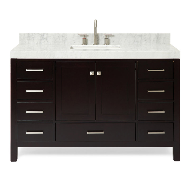 Meuble-lavabo simple 54 po avec plateau en marbre Cambridge, Espresso