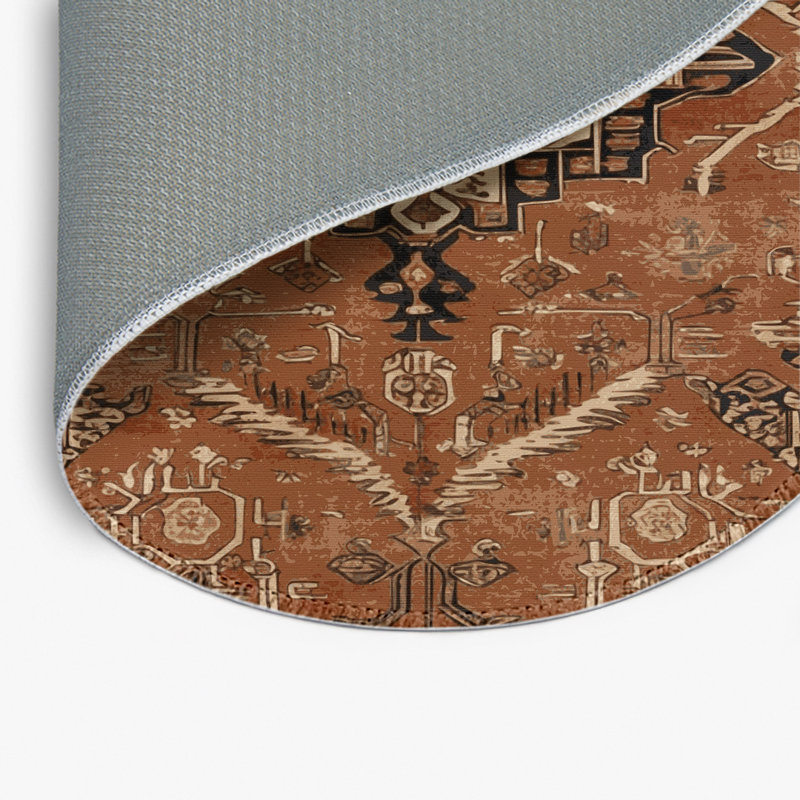 Tapis turc intérieur et extérieur brun, Rond 5 pi