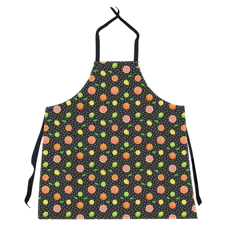 Tablier à motif de fruits à agrumes, Noir