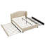 Grand lit plateforme tapissier avec tête de lit à oreilles, 2 tiroirs, lit gigogne, sans sommier, tête de lit en lin beige, grand lit, tissu simple-130429209