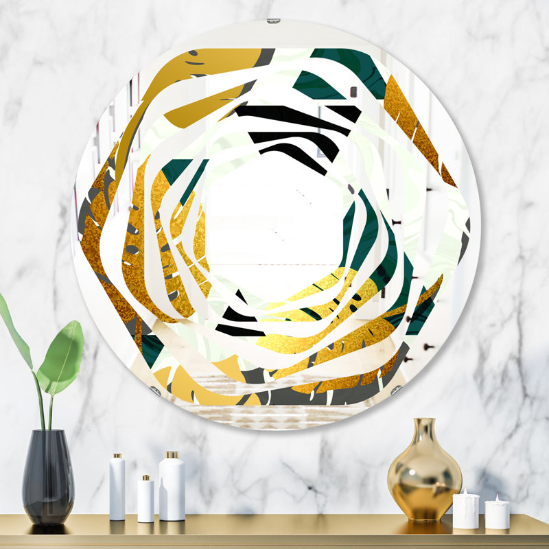 Miroir mural moderne et sans cadre à feuillage v whirl modern &, H 31,5 po x l po
