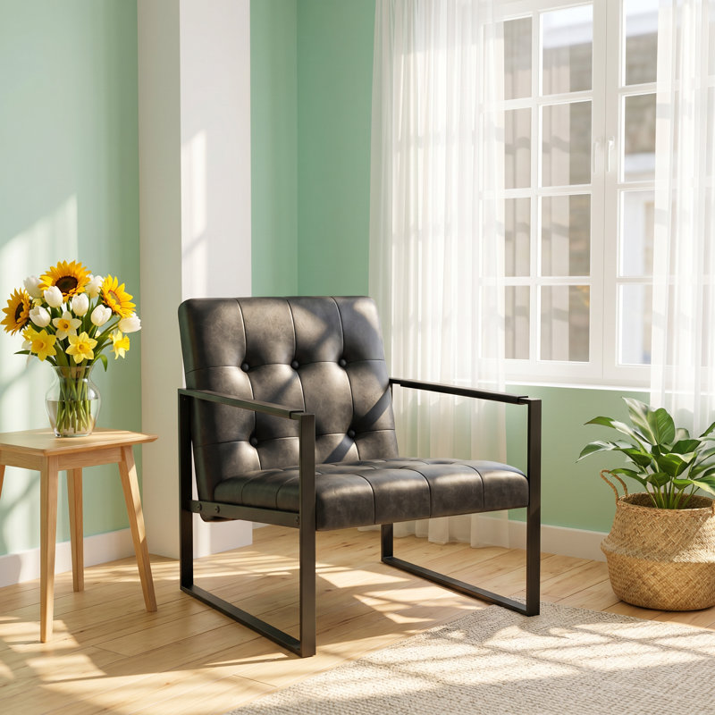 Fauteuil d'appoint en cuir de polyuréthane l 46,1 po x P 25 po x H 28 po HS Furniture
