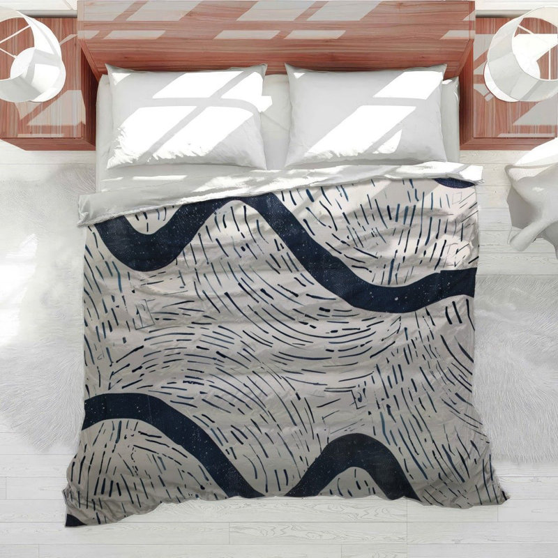 Wavy Lines Cotton Blend Comforter, Twin Comforter