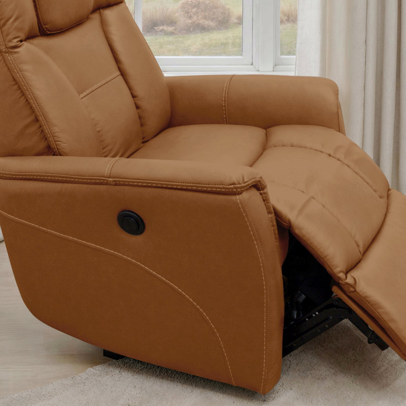 Power With Recliner Function With Manual Adjustable Headrest And Power Footrest In Oslo Antelope, Light Brown