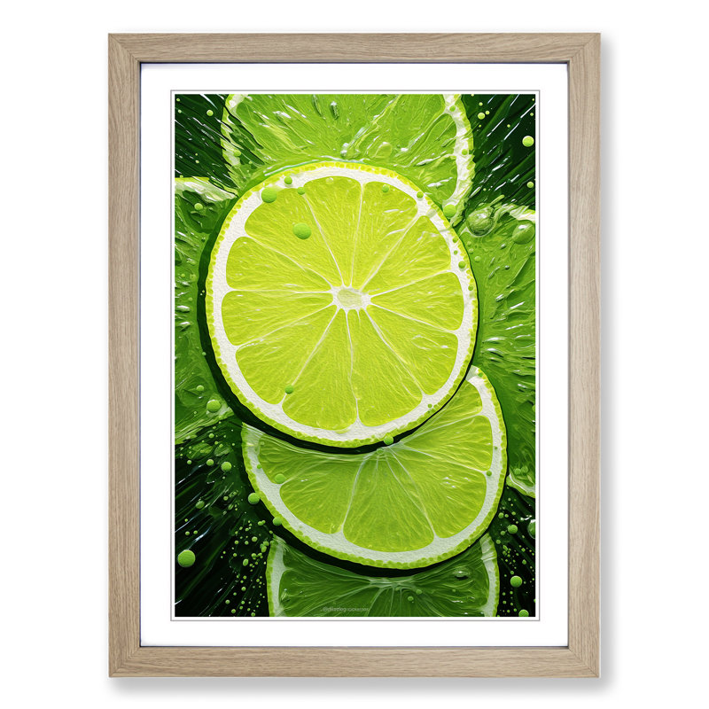 Sliced Lime No.2 Framed Print, 64cm H x 46cm W, Oak Framed
