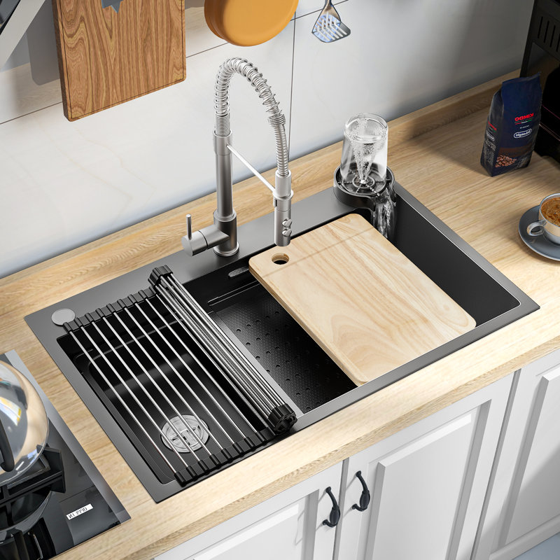 Station de travail encastrable en acier inoxydable 30 po avec laveuse de tasses