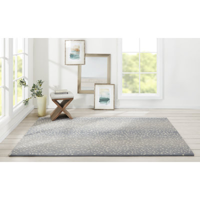Woodland Animal Print Handmade Tufted Wool Grey/Blue Area Rug