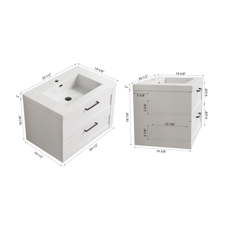 Devillage 29.5'' Single Bathroom Vanity with Engineered Stone Top, White Lacquer
