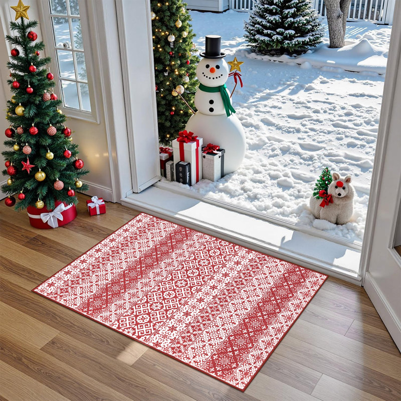 Howlond Christmas Decorative Washable Area Rug With Non-Slip Backing, Rectangle 2' x 3'