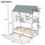 Lit superposé House avec lit gigogne, toit et fenêtres