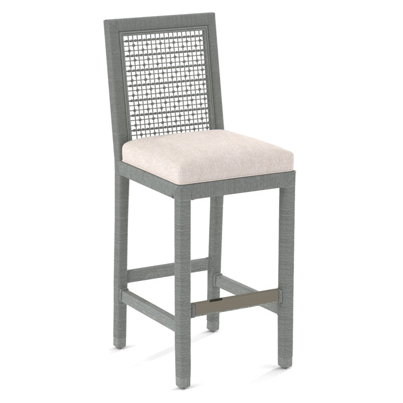 Pine Isle Bar Stool, Blue Houndstooth; 0134-64, Nickel