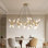 Lustre moderne de 41 po - Branche, tubes givrés et cordons noirs | Luminaire suspendu à hauteur réglable pour la salle à manger, le salon et la cuisine