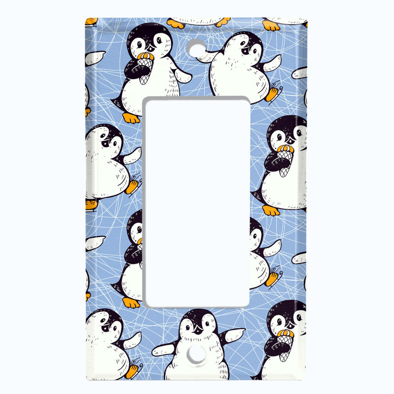 Interrupteur à bascule pingouin bleu crème glacé 1 bande, Bleu