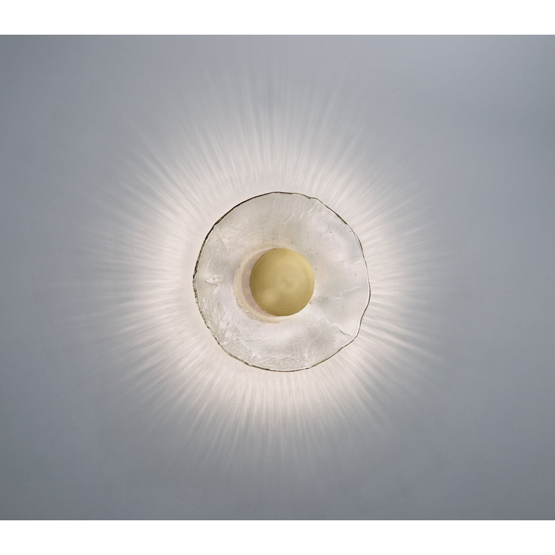Inviso LED Flush Mounted Sconce, Laiton brossé / chêne délavé blanc, 2700