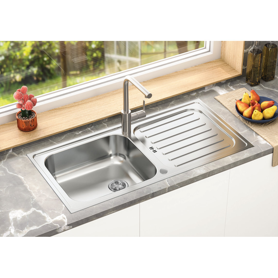 Echos Series EC 1000.500 1.0 Bowl Stainless Steel Reversible Inset Drainer Kitchen Sink with Tap Hole