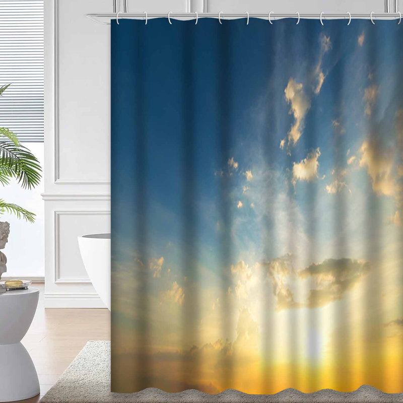 Rideau de douche bleu imperméable, rideaux de douche pour la salle de bain avec 12 crochets, 72" L x 84" W
