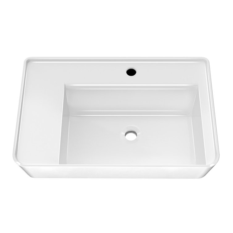 Whitehaus Collection 30" Rectangular Wall Mount Basin With Faucet Drilling And Rear Center Drain Location