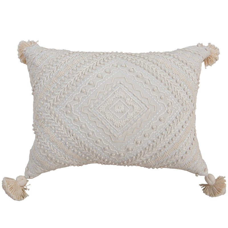 100% Cotton Poly Filled Throw Pillow, Natural
