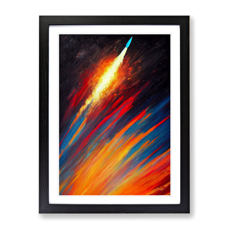 XV1022-606X An Extraordinary Spaceship Rocket 1 Piece Single Picture Frame Wall Art, 64cm H x 46cm W, Black