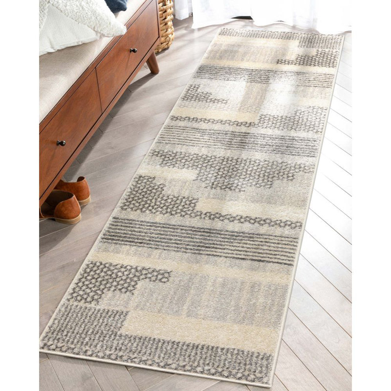  Tapis gris clair Mystic Athena Tribal, Tapis de couloir 2 pi x 7 pi 3 po
