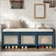Banc de rangement pour hall d'entrée rétro avec tiroirs en rotin et coussin touffeté-133331747-133331751