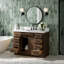 Ensemble de meuble-lavabo simple en bois massif 48 po avec lavabo en quartz Carrara de 1,5 po Tidworth-761863594-758939502