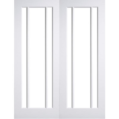 White Primed Langdale Rebated Clear Glass Pair