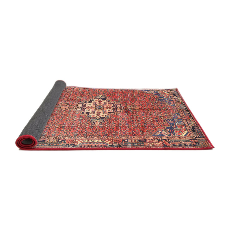 Tapis de style oriental rouge, Rond 7 pi