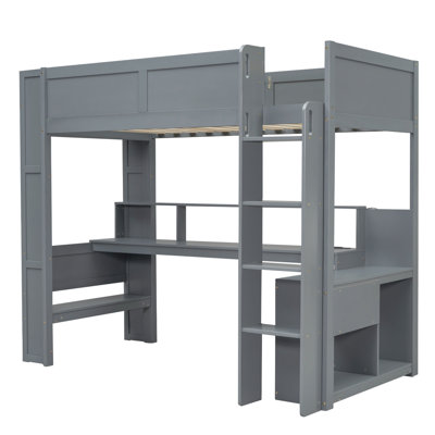 Lit mezzanine simple en bois avec bureau
