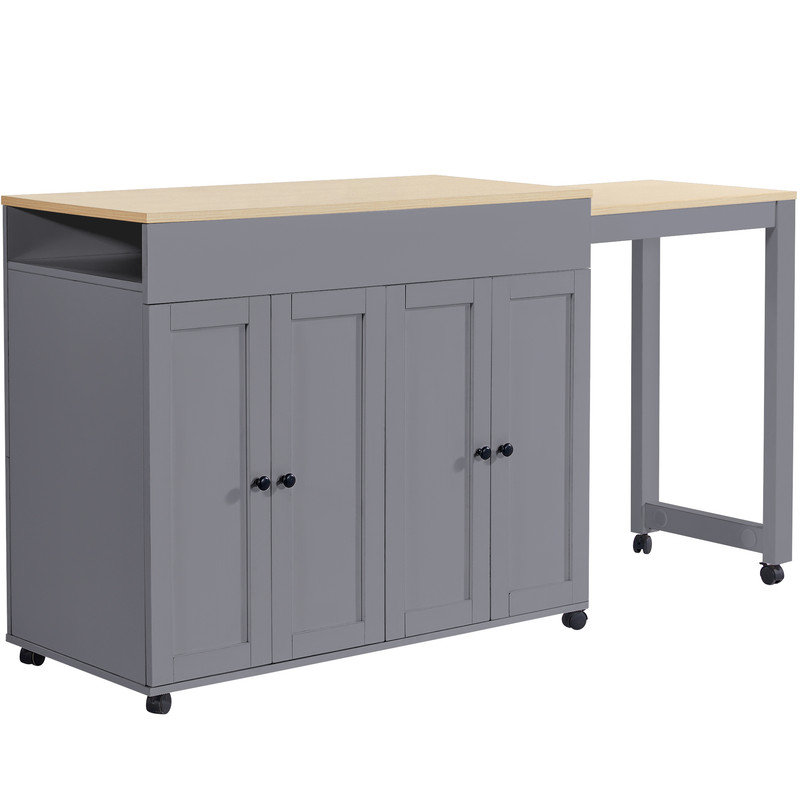 Wood Kitchen Island, Grey