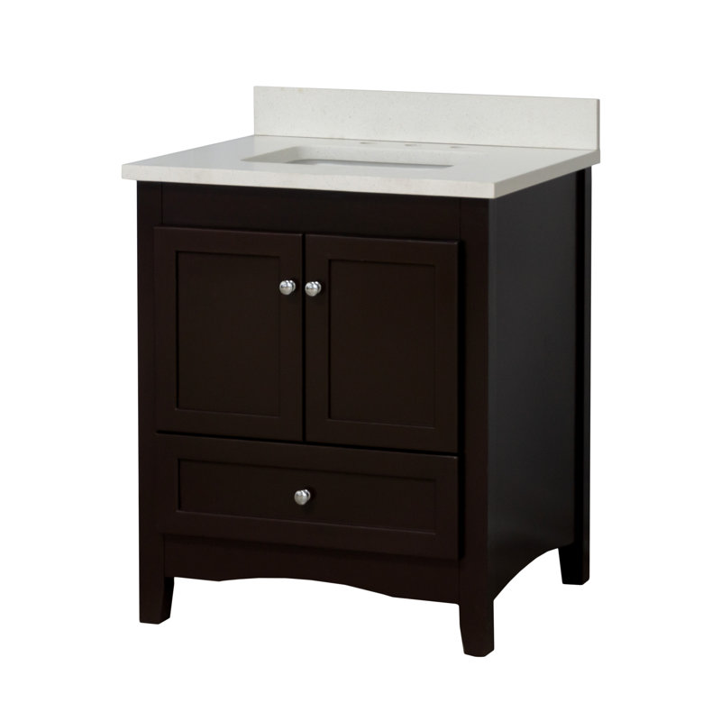 Ensemble de meuble-lavabo simple 30 po Edber, Chocolat, Quartz