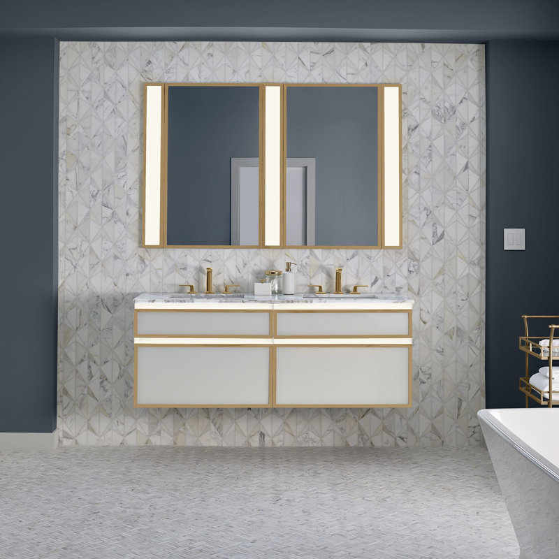 Profiles Framed 30" Bathroom Vanity Base Only, Beach/Matte Gold, Full Drawer, No