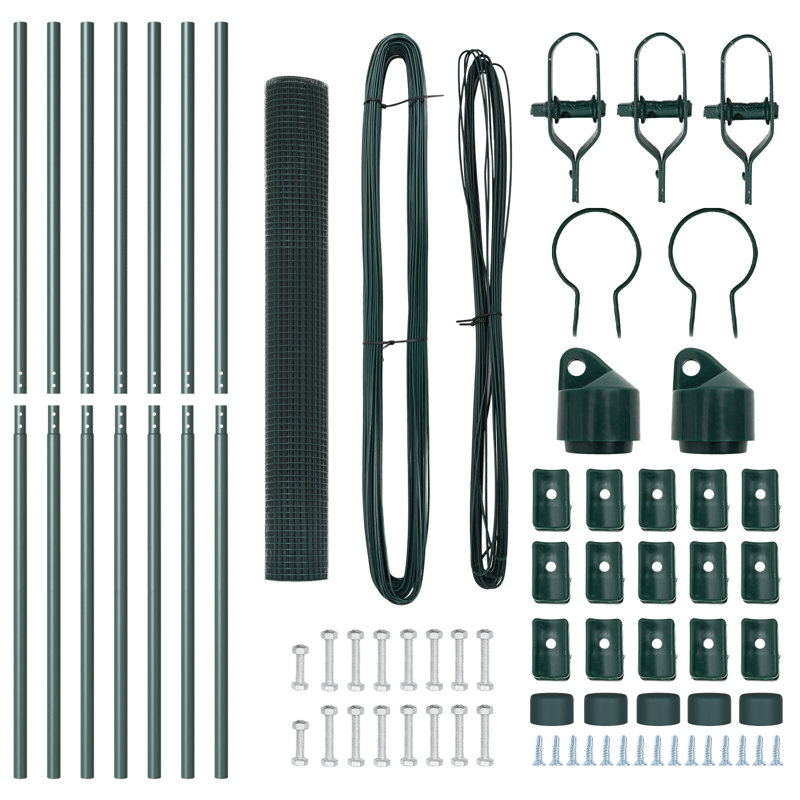  Welded Wire Fence With 7 Posts Green 1.2X10 M Steel