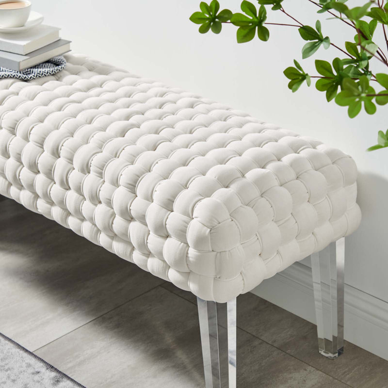Repose-pieds en velours performance Prologue par Modway, Blanc