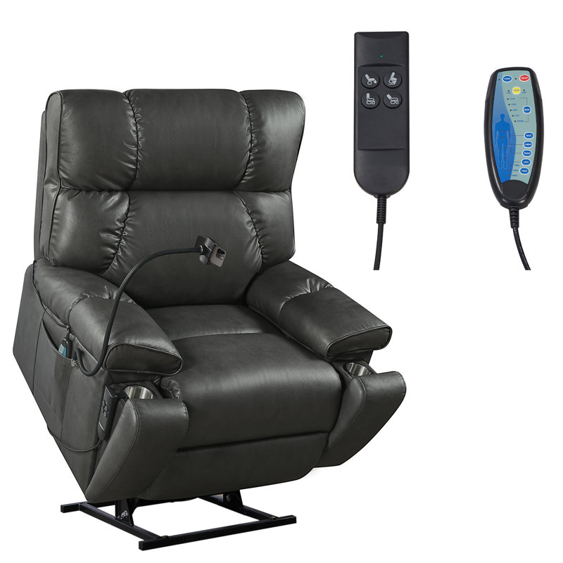 Fauteuil de massage inclinable électrique en similicuir, Similicuir brun