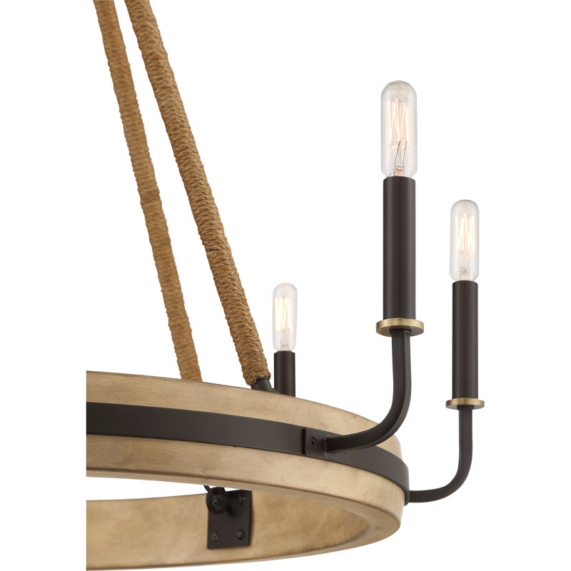 Lustre en roue de chariot à 8 lumières de style bougie