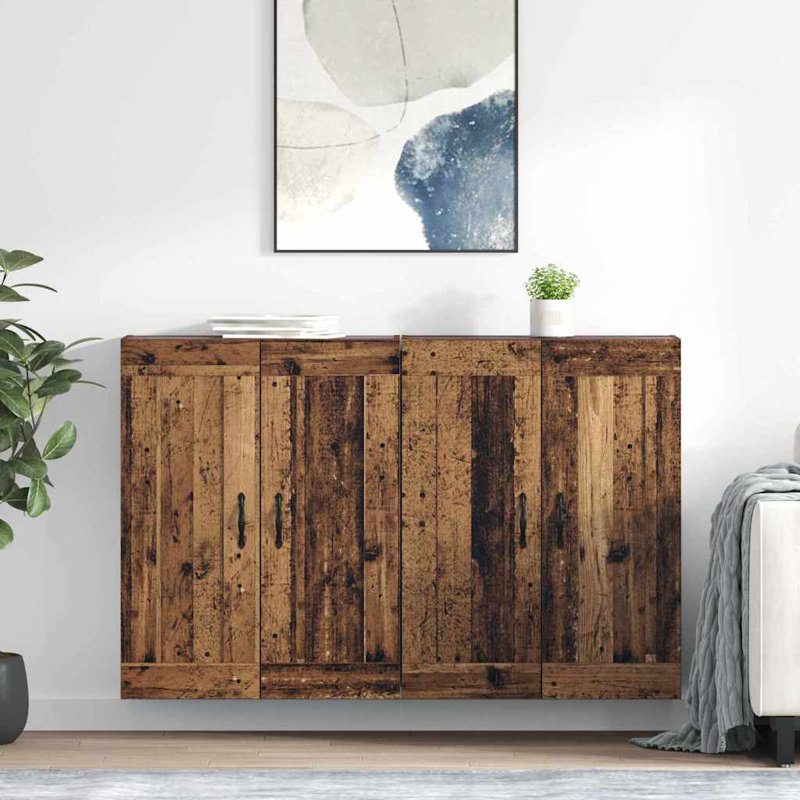  Wall-Mounted Cabinet 2 Pcs Old Wood 69.5 X 34 X 90 Cm, Old Wood