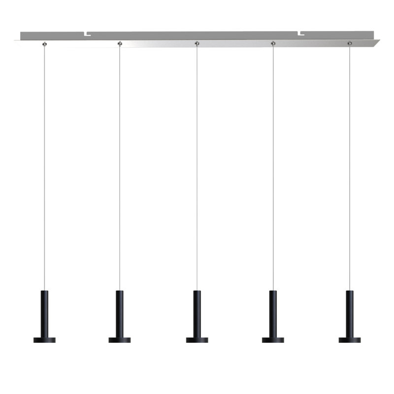Luminaire suspendu pour îlot de cuisine à 5 lumières Netice, Noir