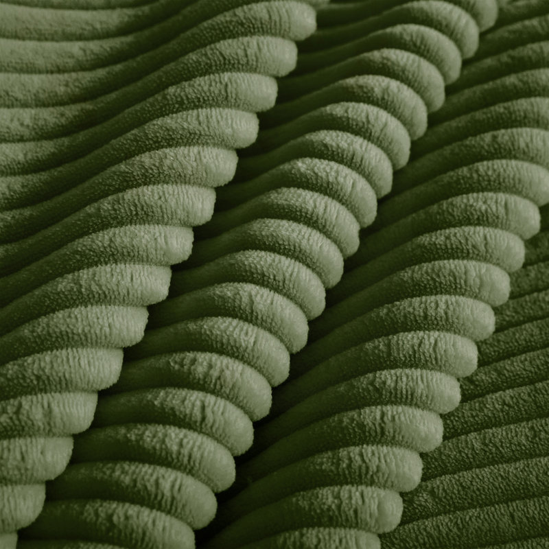 Canapé modulaire à 3 places avec tissu en velours côtelé et coussins décoratifs, Green, Green Corduroy